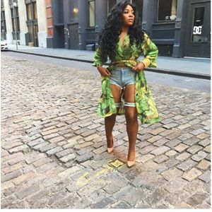 Kimono floral chiffon tunic blouse floral